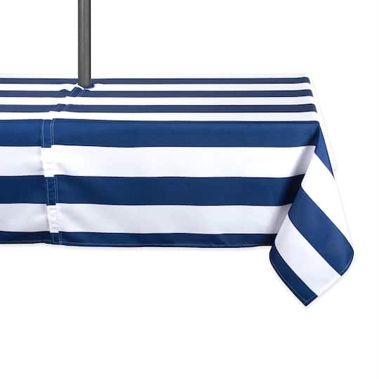 DII® 84" Nautical Blue Cabana Stripe Outdoor Tablecloth With Zipper